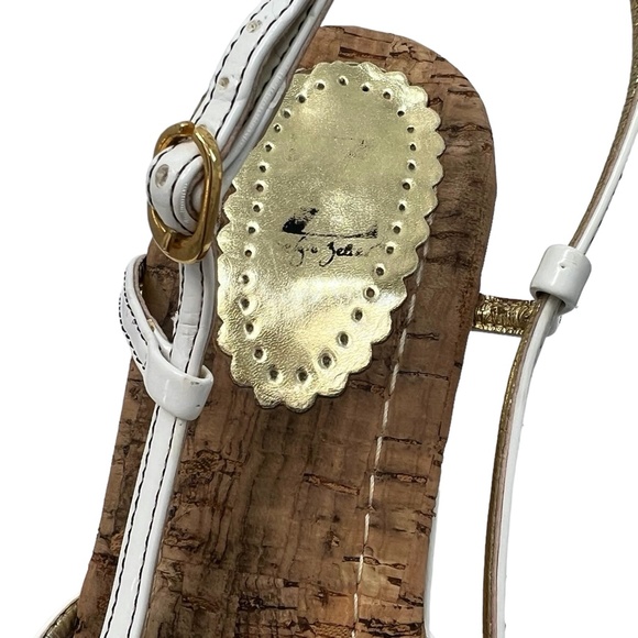 SERGIO ZELCER WHITE PATENT LEATHER & CORK BOTTOM SANDAL PLATFORM WEDGES - Picture 13 of 16